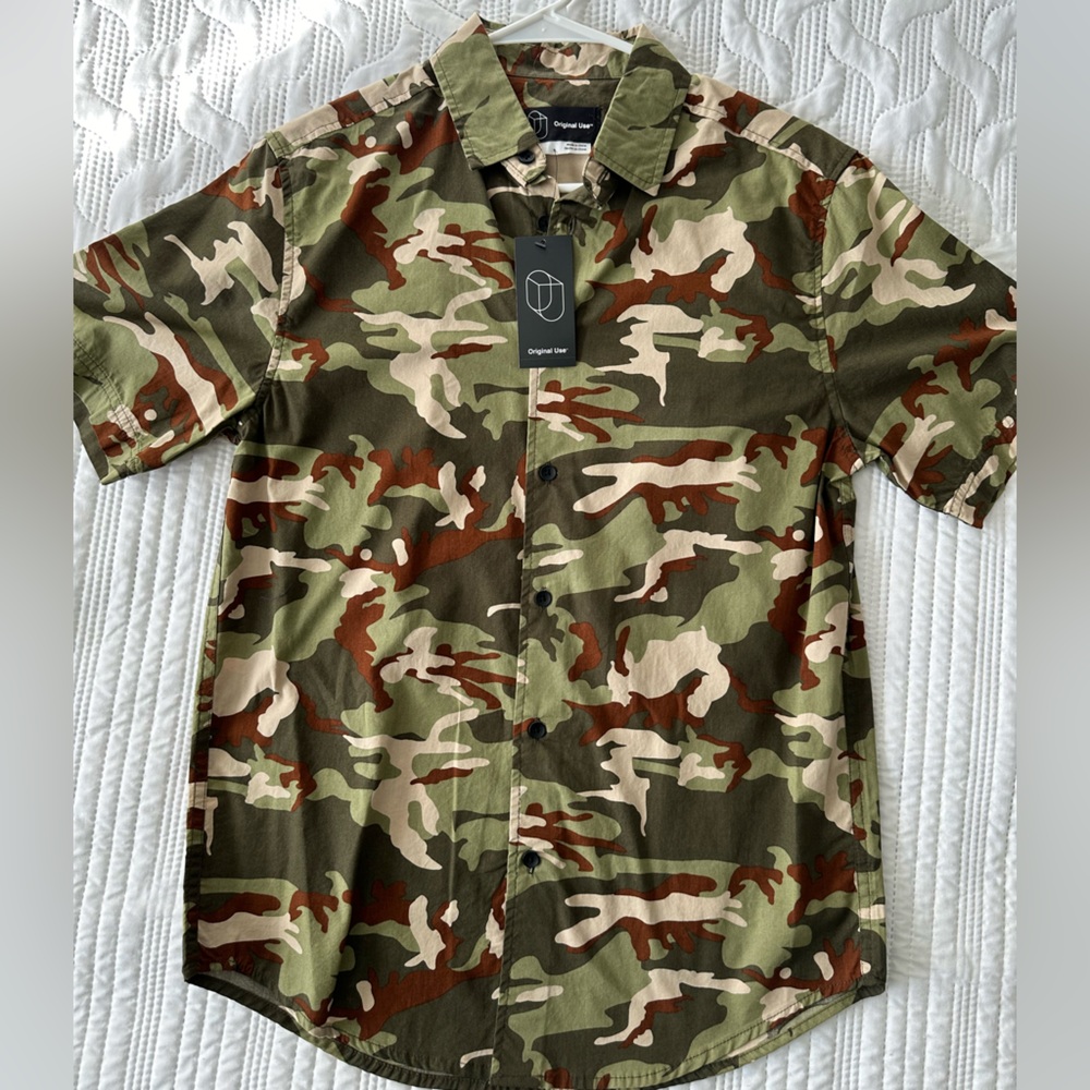 Casual short sleeve button down, 100% cotton